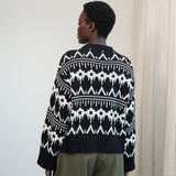 Leo-Sue Organic Cotton Knitted Jumper in Black Fair Isle
