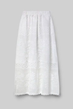 Lyla-Fay Cotton Lace Skirt in White by HANNAH BEAUMONT