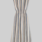 Ottillie-Sue Organic Cotton Woven Dress in Beige Multi Stripe