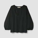 Renee Organic Cotton Poplin Top in Black