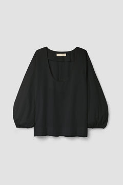Renee Organic Cotton Poplin Top in Black