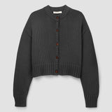 Sugi Organic Cotton Knitted Cardigan in Grey Marl