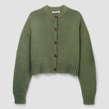 Sugi Organic Cotton Knitted Cardigan in Soft Khaki