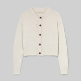 Sugi Cotton Linen Knit Cardigan in Off White