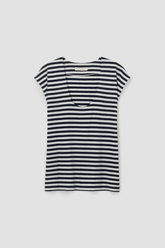 Tamsin-Sue Organic Cotton Jersey Stripe Top in Black & White Stripe